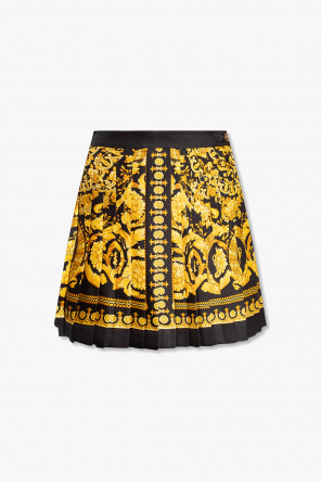 【関税込み】versace 'Orchid Versace' skirt Versace Orchid Print Pleated Crepe De Chine Midi Skirt